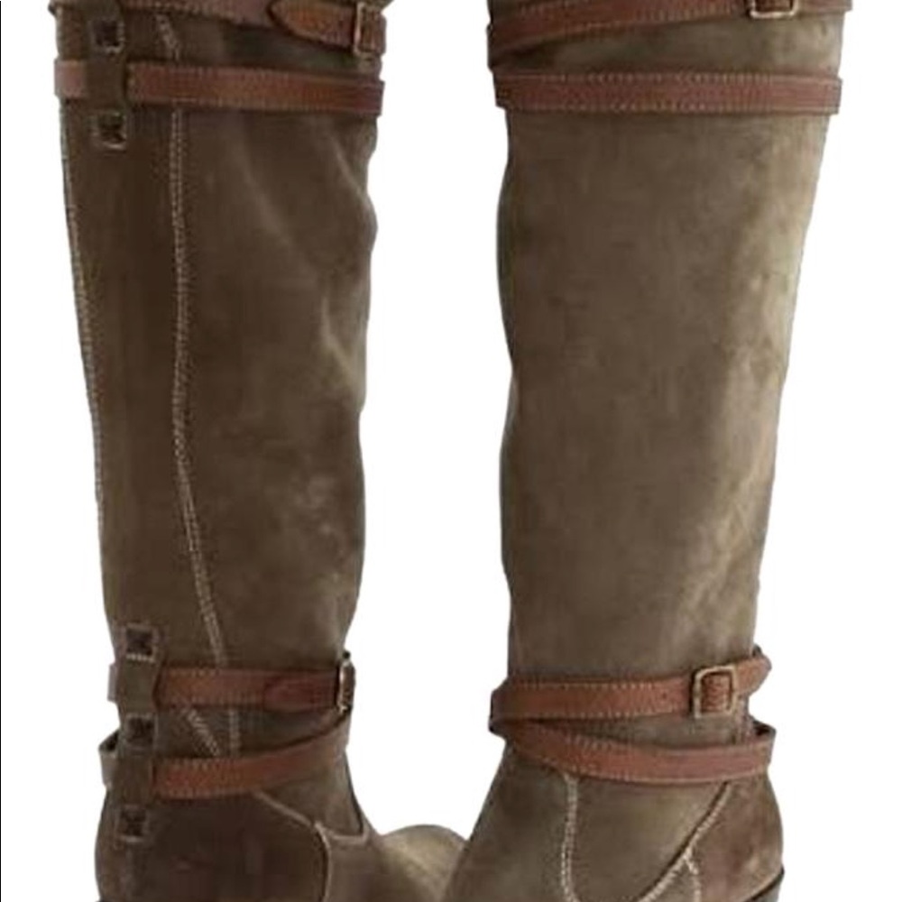 Frye strappy suede boots